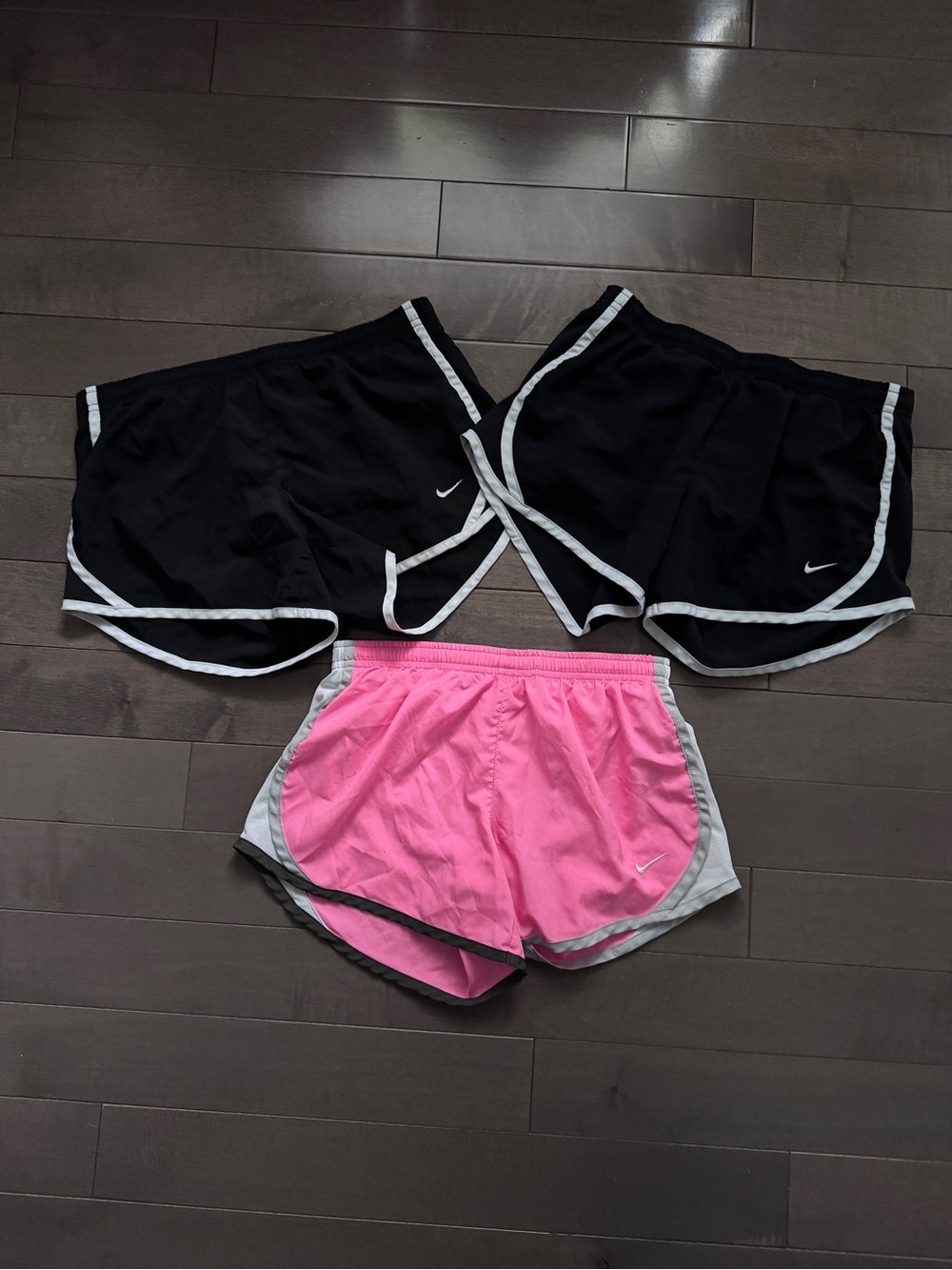 Nike Dri-Fit Girls Lot of Pink and Black Athletic Running Shorts Bundle